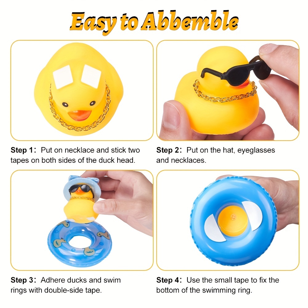 Ducks for Cars Rubber Duck Dashboard of Car, Car Duck Decoration Dashboard  Decorations Yellow Duck Car Accessories with Mini Hat Swim Ring Necklace