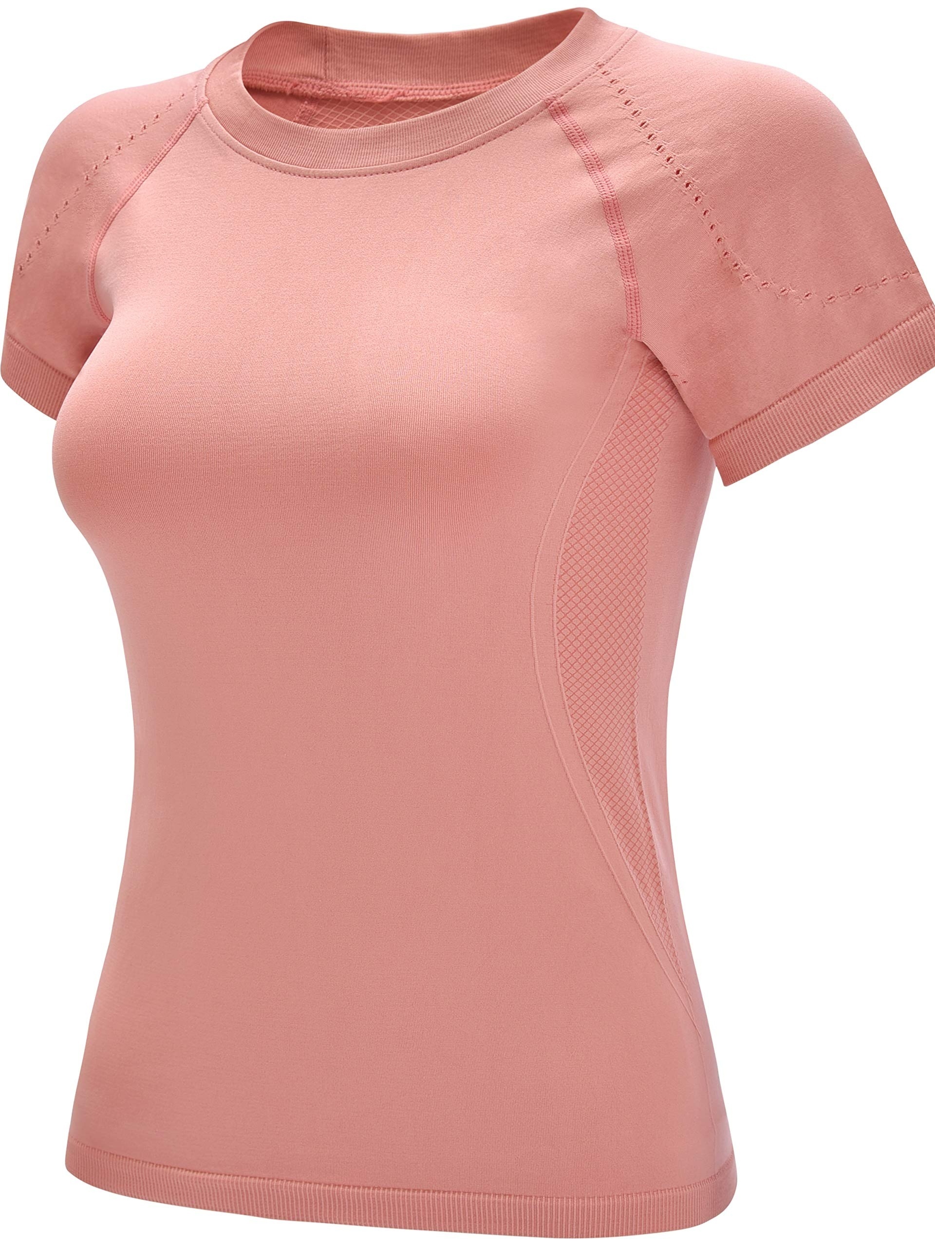 Women's Athletic Compression short sleeve Top Women, pink/grey - Zeropoint