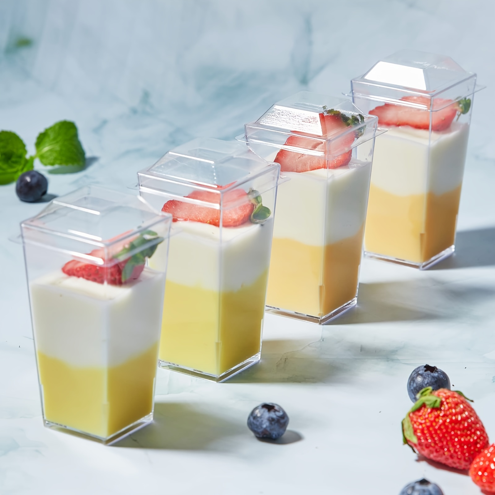 Mini Square Plastic Dessert Cups Appetizer Cups Clear - Temu