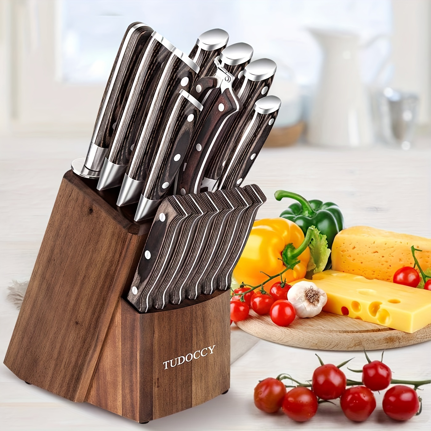 Knife Set, Kitchen Knife Set With Wooden Block, Japanese Stainless Steel Professional  Chef Knife Set, Manual Sharpening Ultra Sharp Full Tang Handle Design Knife  Block Set, Kitchen Gadgets, Cheap Items - Temu