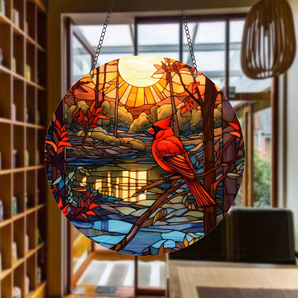 Cardinal lamp online stained glass