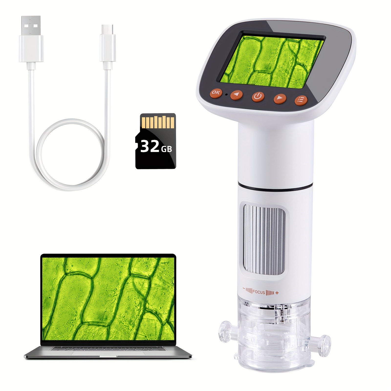 Mini-microscope portatif avec lumière LED, kit de laboratoire, batterie de  poche 60-120x