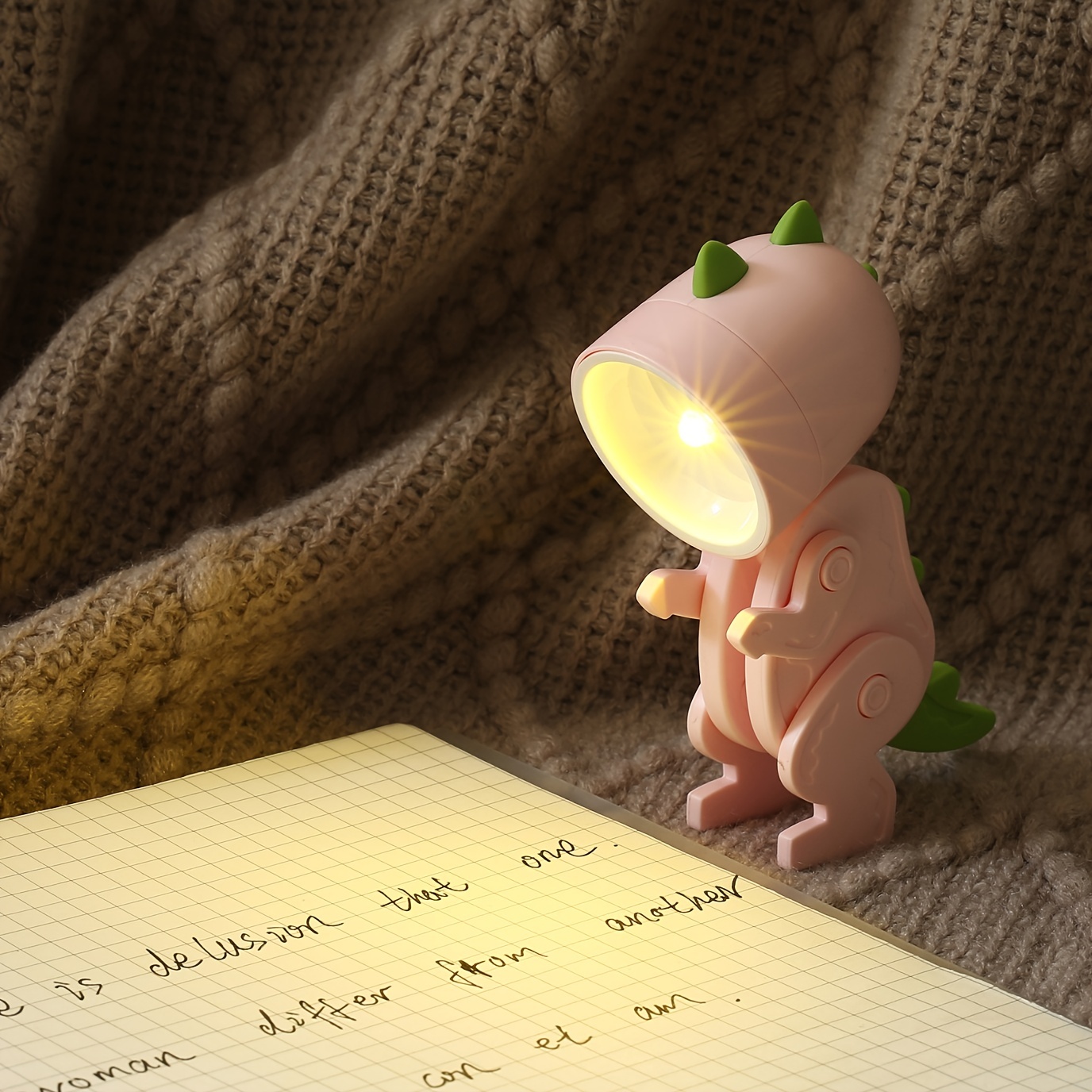 1pc cute mini dinosaur night light diy cartoon desktop lamp with ears for cute pet and table decoration details 9