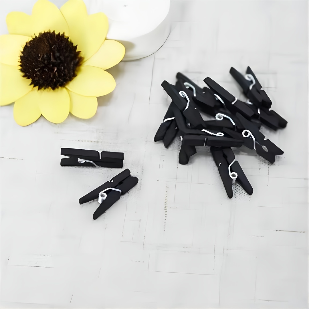 Wooden Black Clothingpins Small Wooden Clips Clothing Drying - Temu