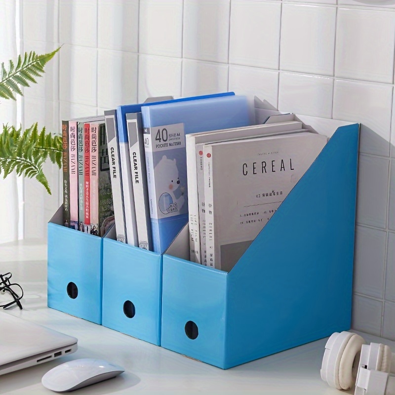 1pc Paper Storage Box, Desktop Storage Box, Color Cardboard Organizer,  Office File Data Bookshelf, Multi-functional File Finishing Storage  Container