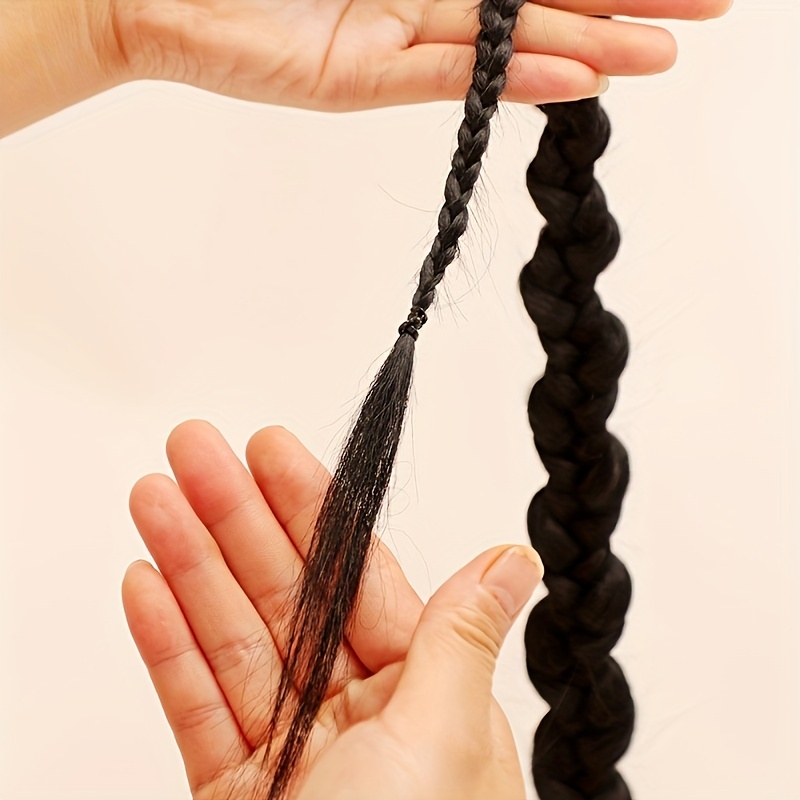 Long Twist Style Braided Ponytail Extension With Rubber Band
