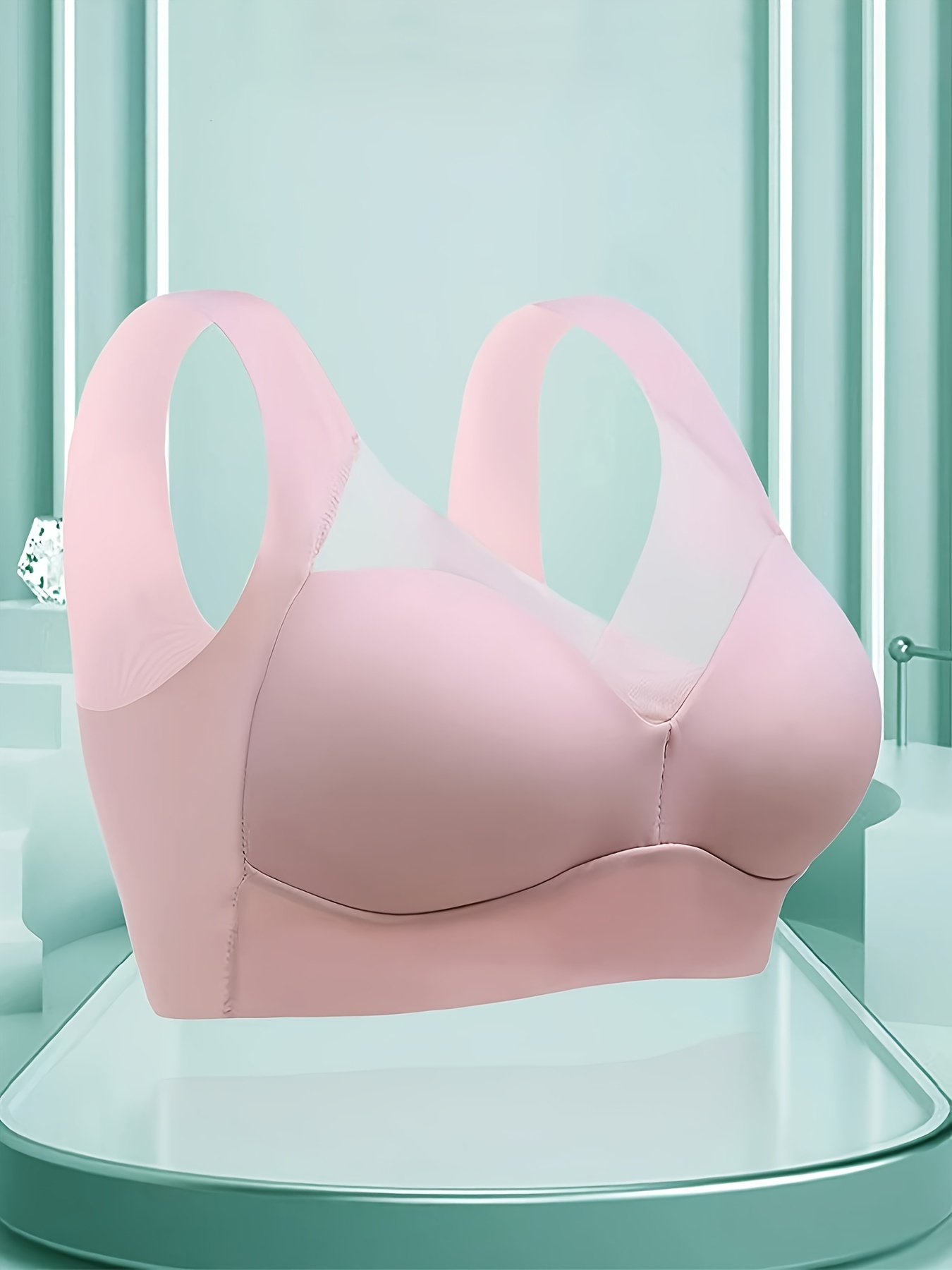 Contrast Mesh Wireless Bra Comfy Breathable Push Bra Women's - Temu