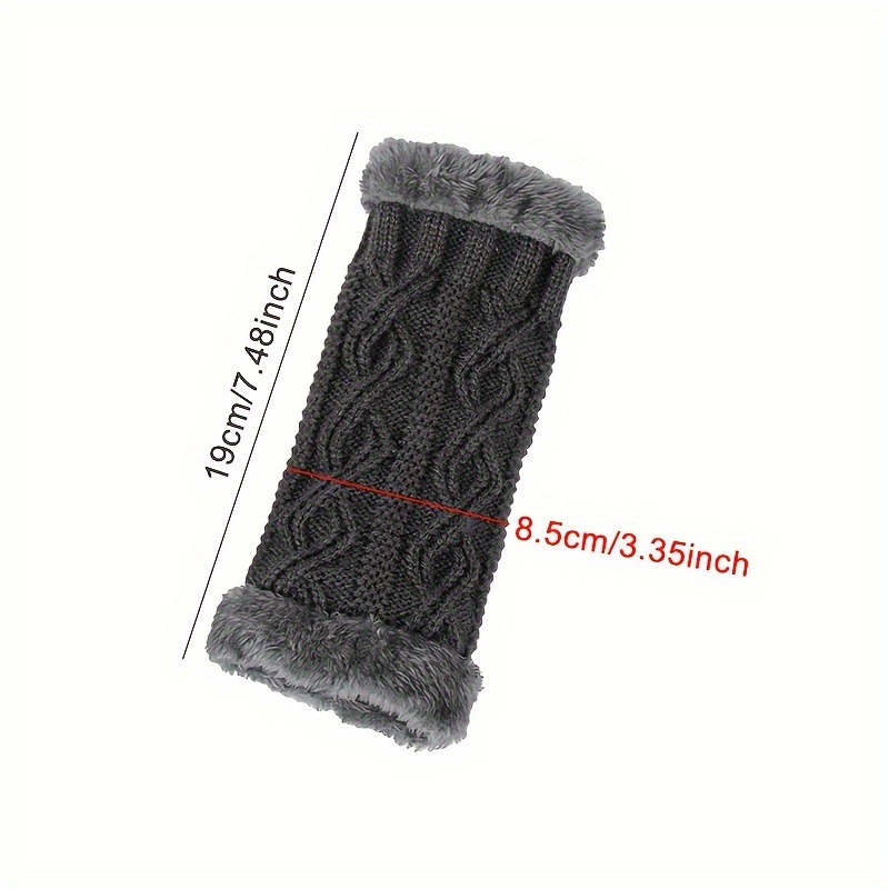 1pair Unisex Winter Fingerless Gloves For Women Men Thick Elastic