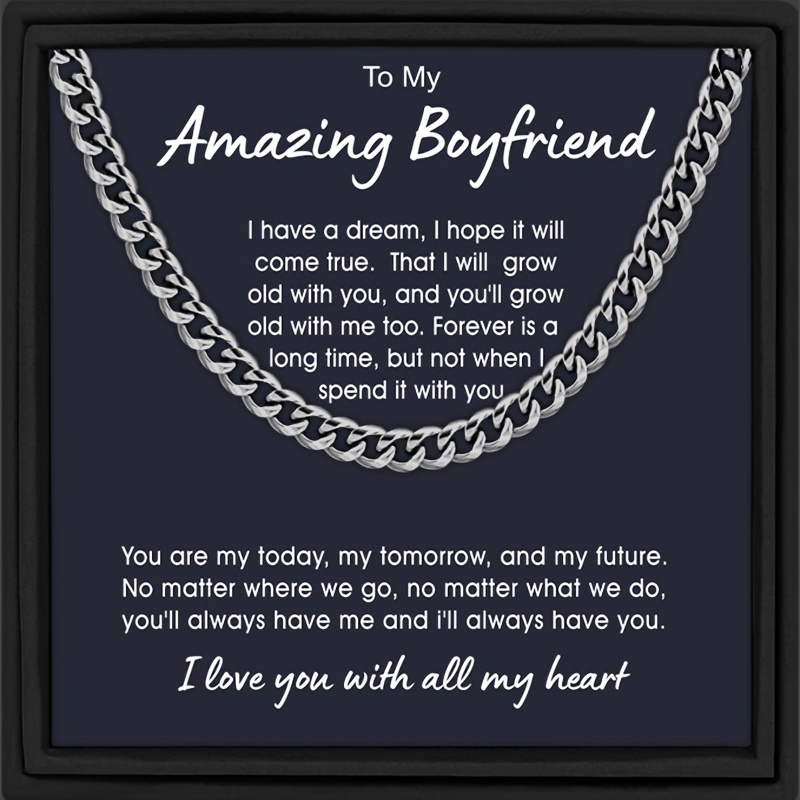 Cute Boyfriend Gifts, Every day with you feels like a gift, Lovely  Boyfriend Cuban Chain Stainless Steel Bracelet, Birthday Christmas Unique  Gifts For Boyfriend