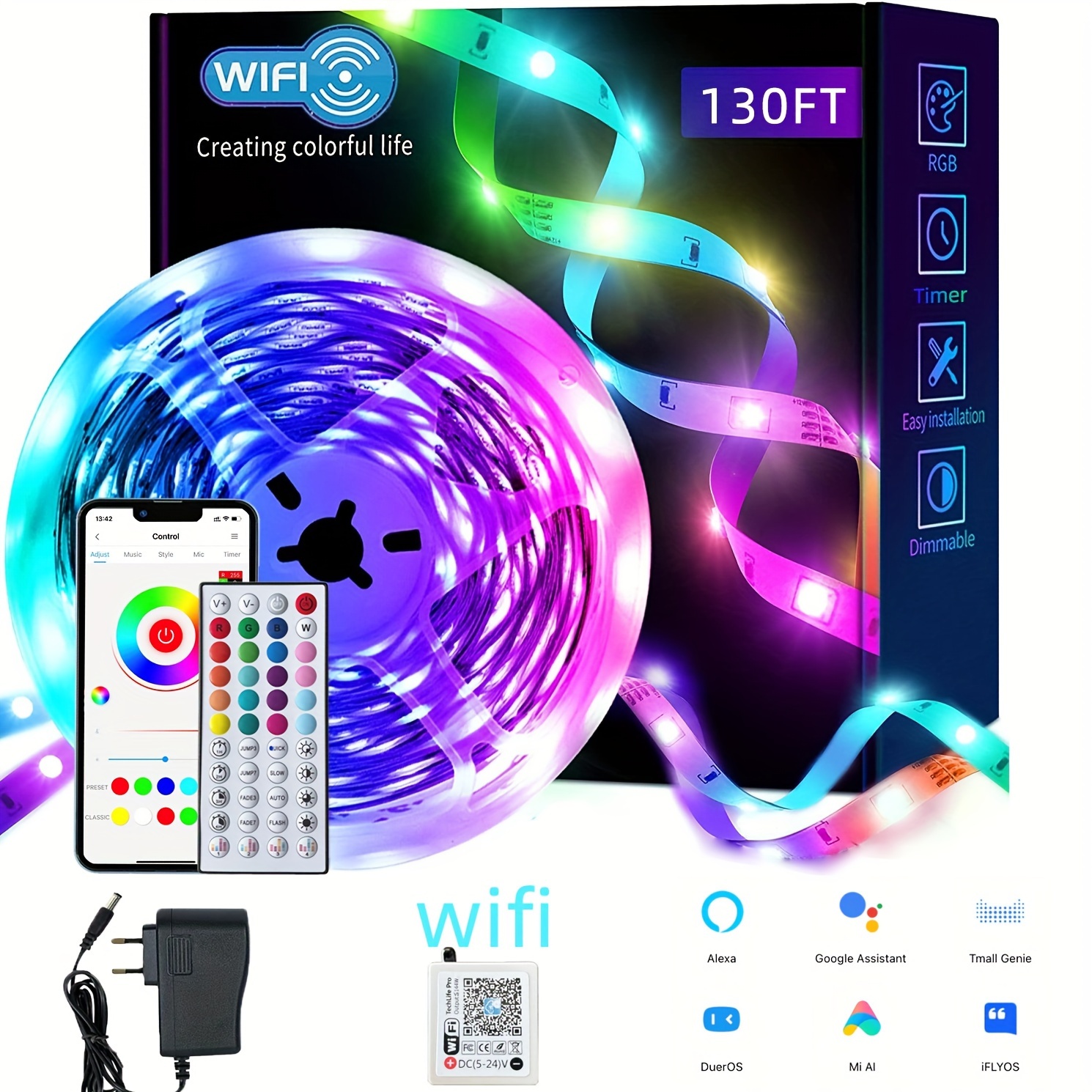 Govee LED Stripe WiFi LED Strip 5m, Smart RGB LED Streifen für weihnachten  deko, App-steuerung, Farbwechsel, Musik Sync, funktioniert Alexa weihnachten