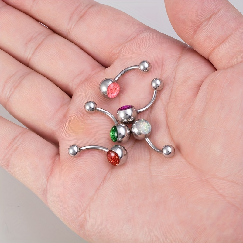 5pcs Stainless Steel Sexy Belly Button Ring Navel Silver Ball Rings Body  Jewelry