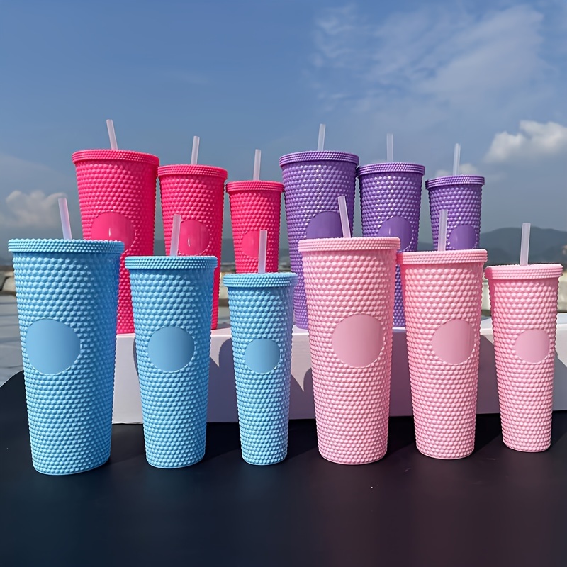 Tasse en plastique réutilisable, double paroi transparente avec paille,  gobelet réutilisable adapté pour le café et le jus de fruits (500 ml) :  : Cuisine et Maison