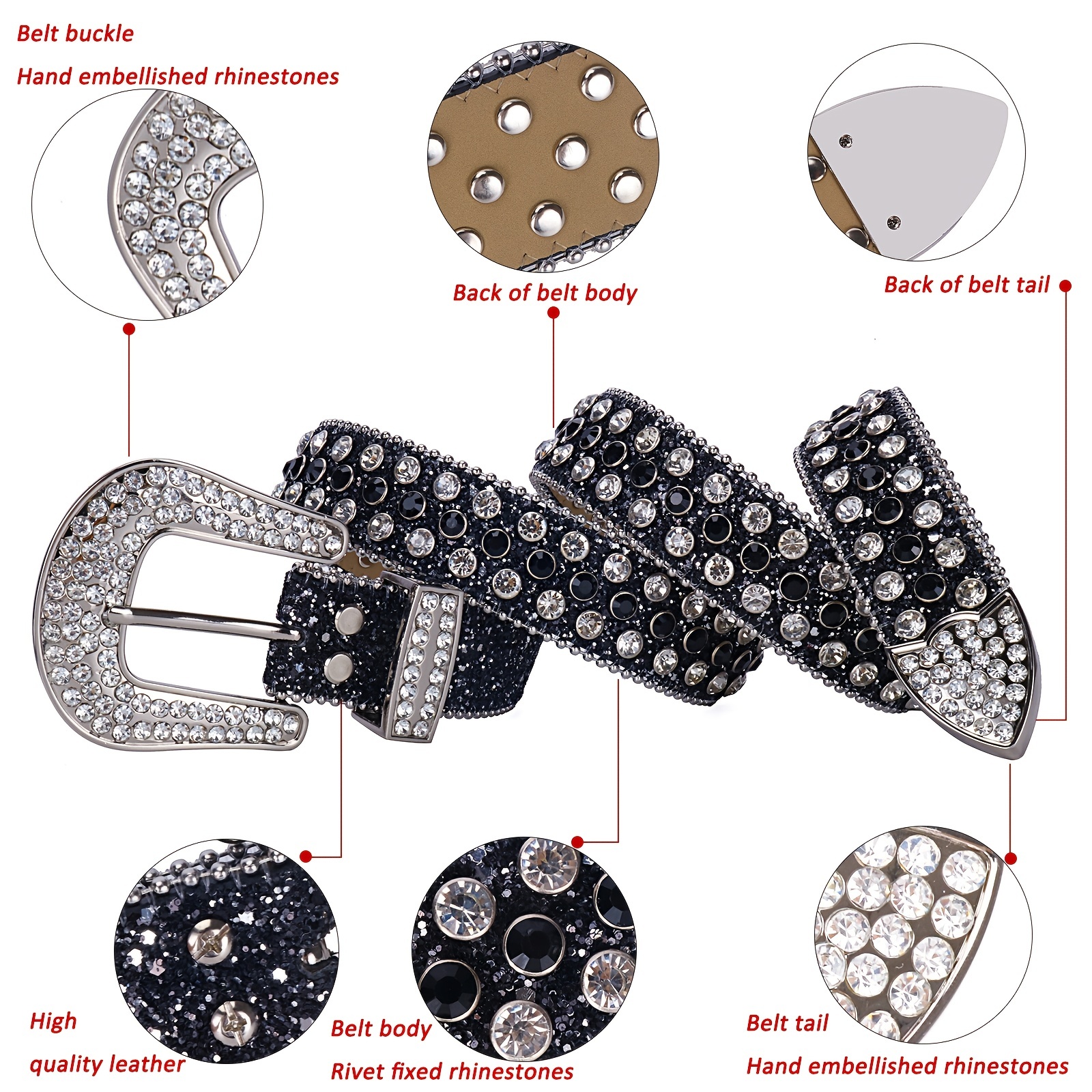 Mode Western Sparkle Strass Gürtel Luxus Bling Bling - Temu Austria