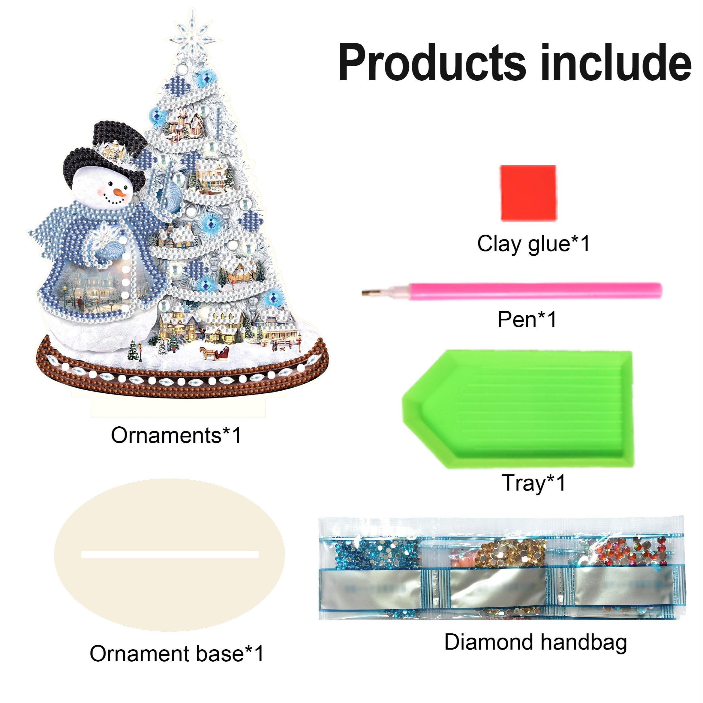 5D DIY Diamond Xmas Decor Snowman Table Top Diamond Painting Kits  (#5)-1046589