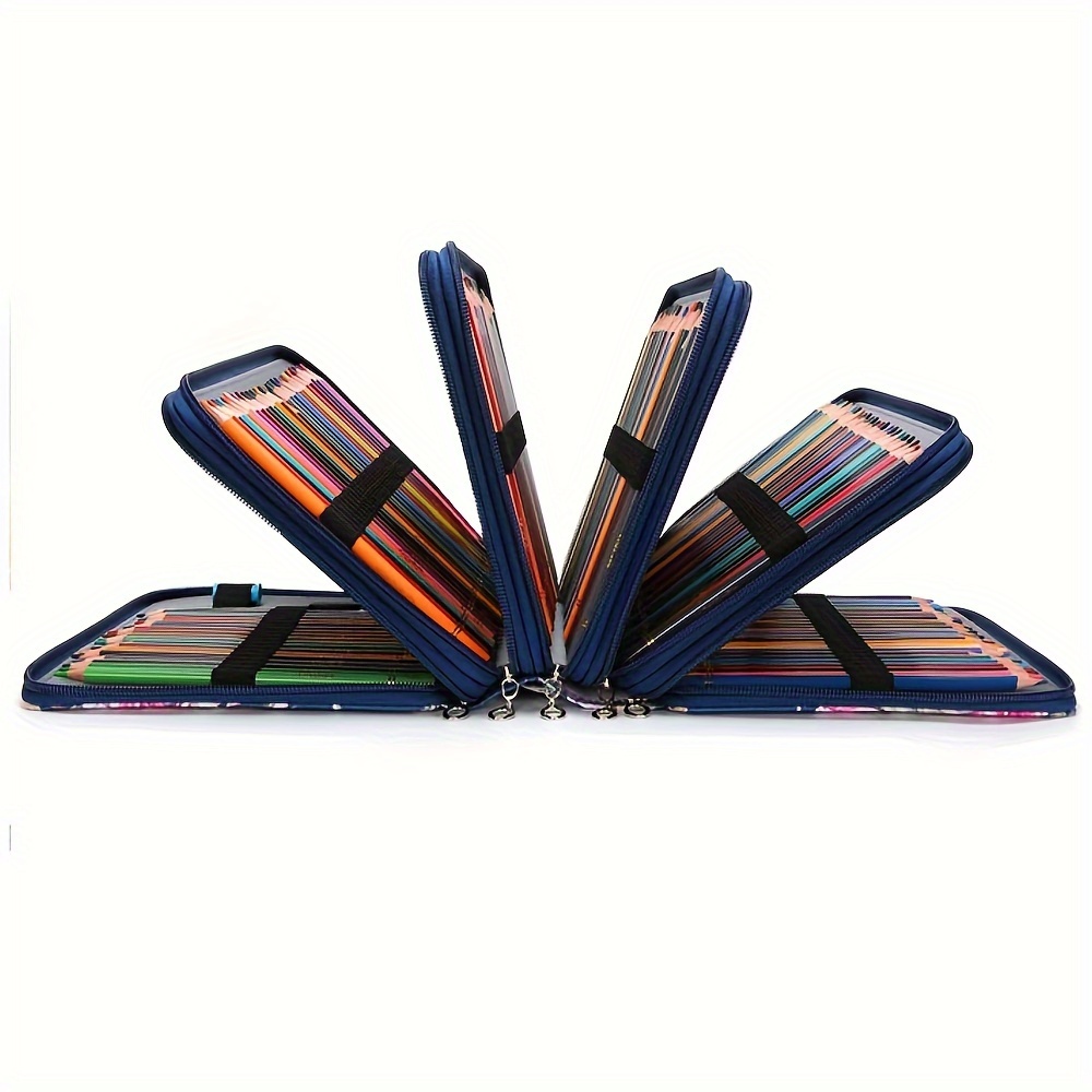 300 Slots Colored Pencil Case Pu Leather Large Capacity - Temu