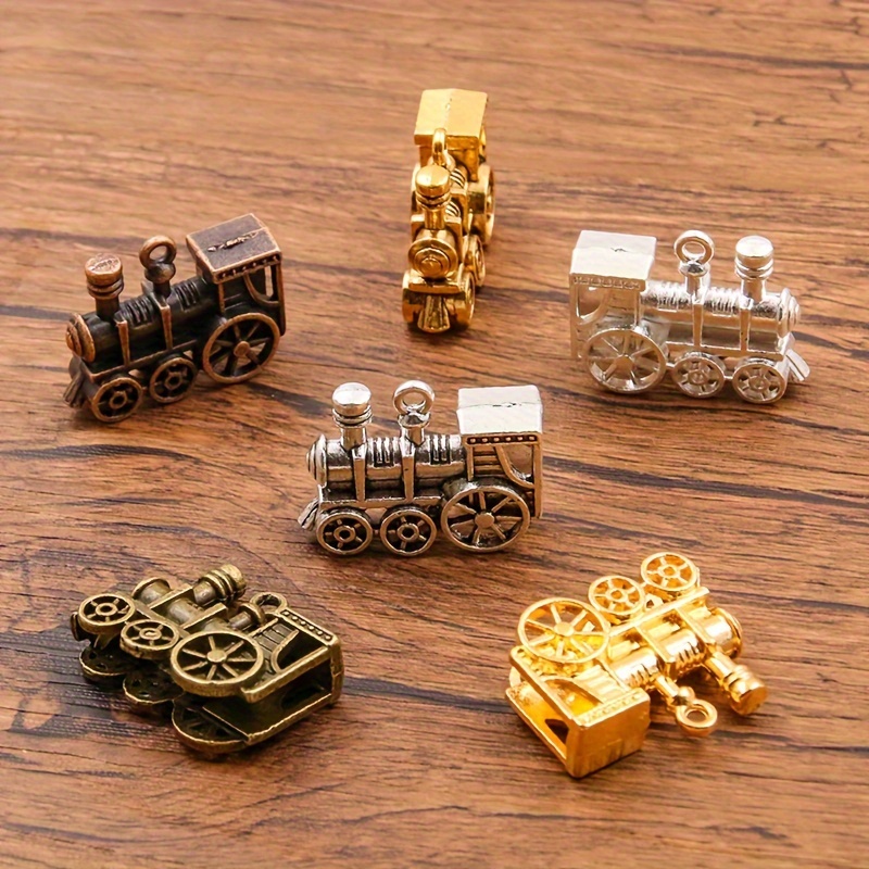 

6pcs Vintage Retro Steam Train Pendants, Key Pendants For Necklace Bracelet Making Diy Alloy Jewelry Accessories