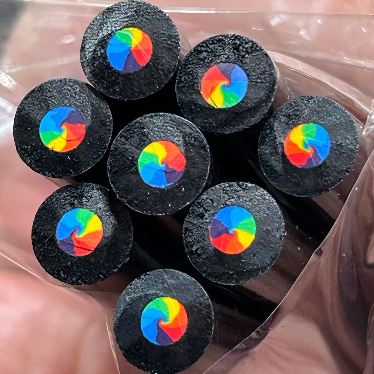 10 matite con colori arcobaleno - nere