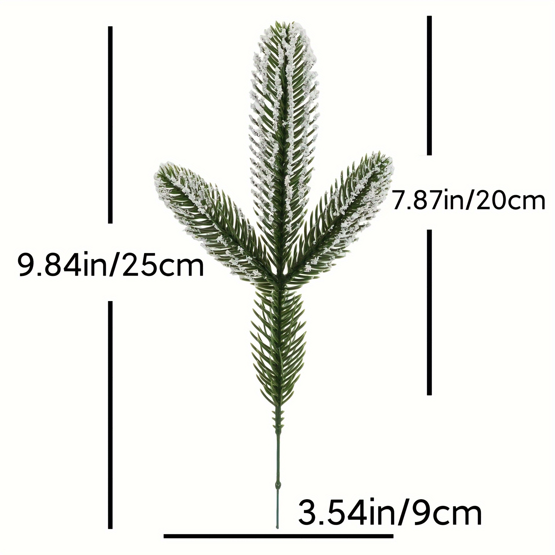 10pcs Artificial Pine Branches Needle With Snowflake Fake Plants