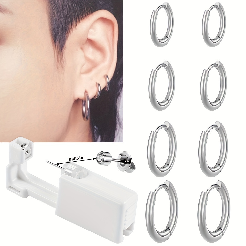 Safe Sterile Ear Piercing Gun Tool Steel Stud Earrings Cartilage Helix  Professional Ear Hole Piercing Set Jewelry Machine Kit