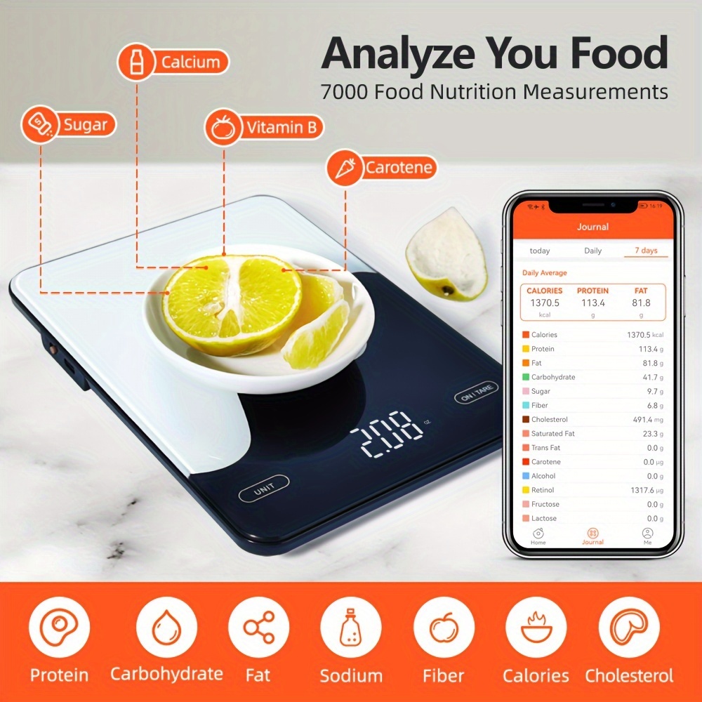  Smart Food Scale - Digital Kitchen Food Scales Weight in Grams  and Ounces with Nutritional Analysis APP, Food Calorie Scale for Weight  Loss, Keto, Macro, Meal Prep: Home & Kitchen