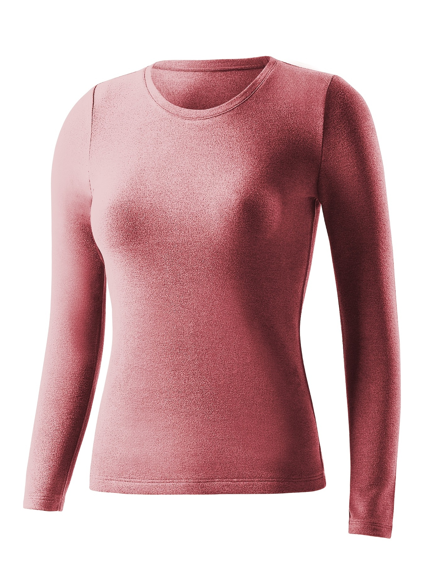 Round Neck Long Sleeve Top, Soft & Comfy Simple High Elastic Top, Women's  Lingerie & Sleepwear - Temu Canada