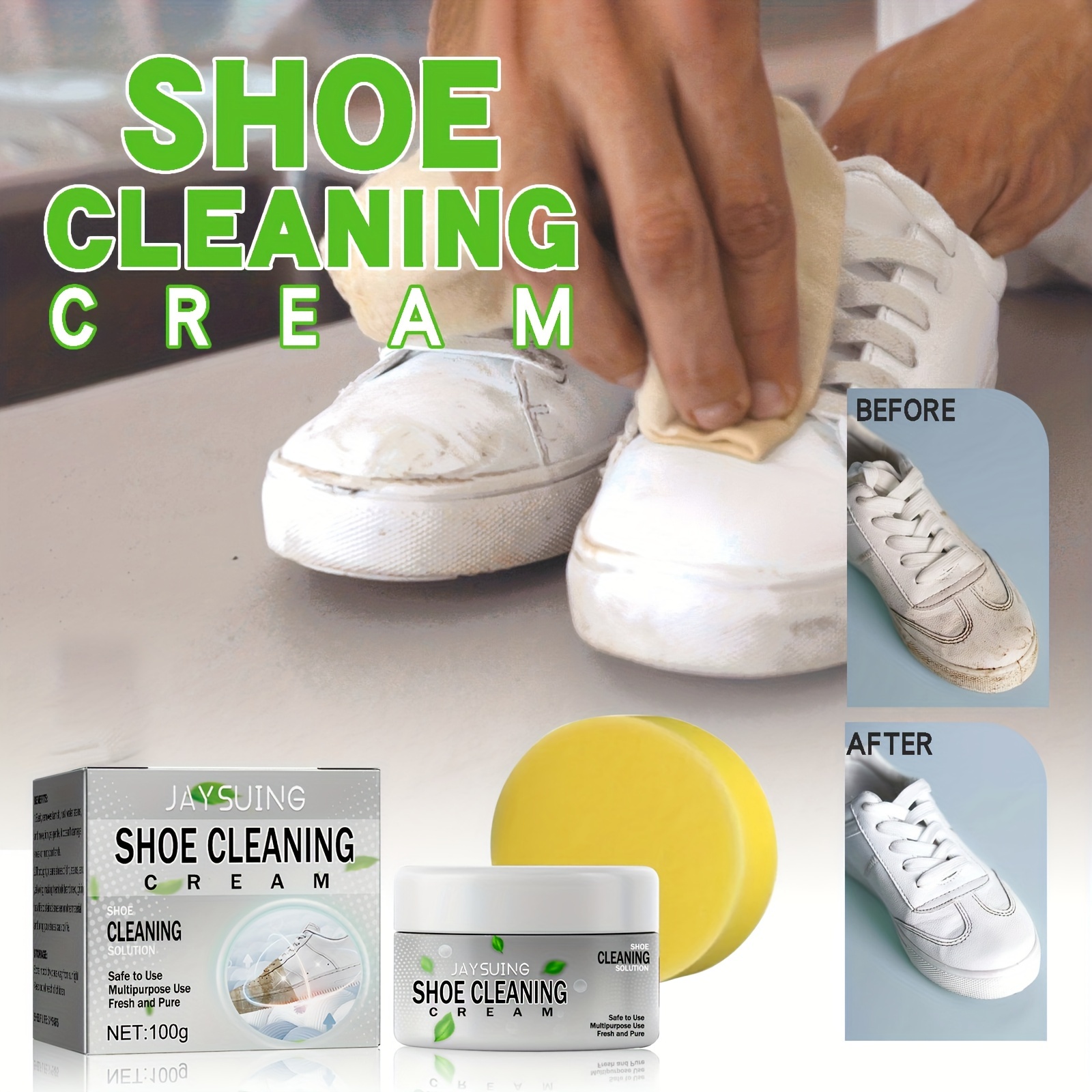 White Shoe Cleaning Cream, Multipurpose Sports Shoe Cleaner Effective Dirt  Removal Clean and Bright for Canvas Shoes Leather Shoes Leather Bags 
