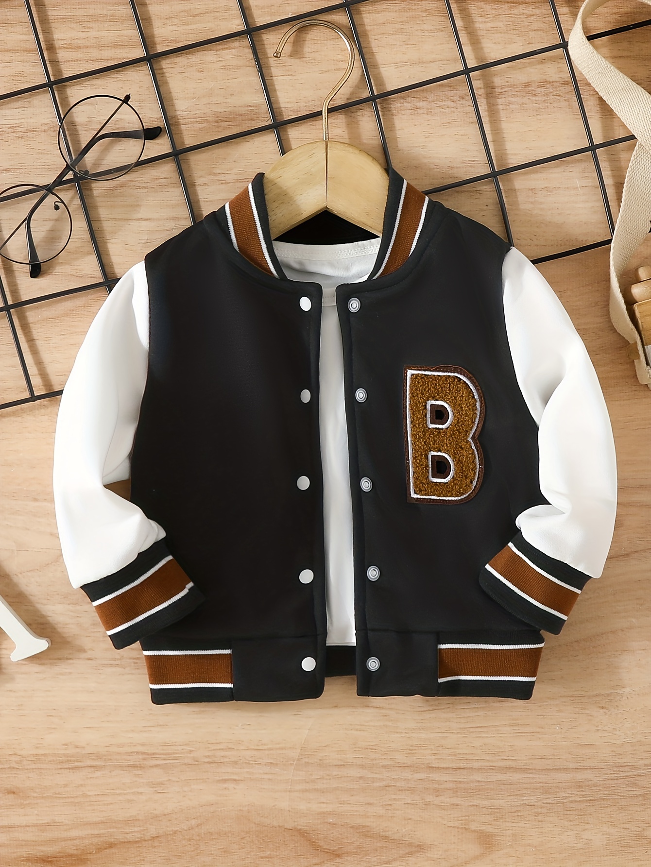 Autumn Baby Boys Trendy Letter Cartoon Graphic Baseball Jacket, Kids Button  Down Long Sleeve Warm Coat - Temu