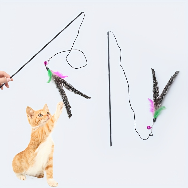 Interactive Cat Toy With Feather Teaser, Bells, And Spacers