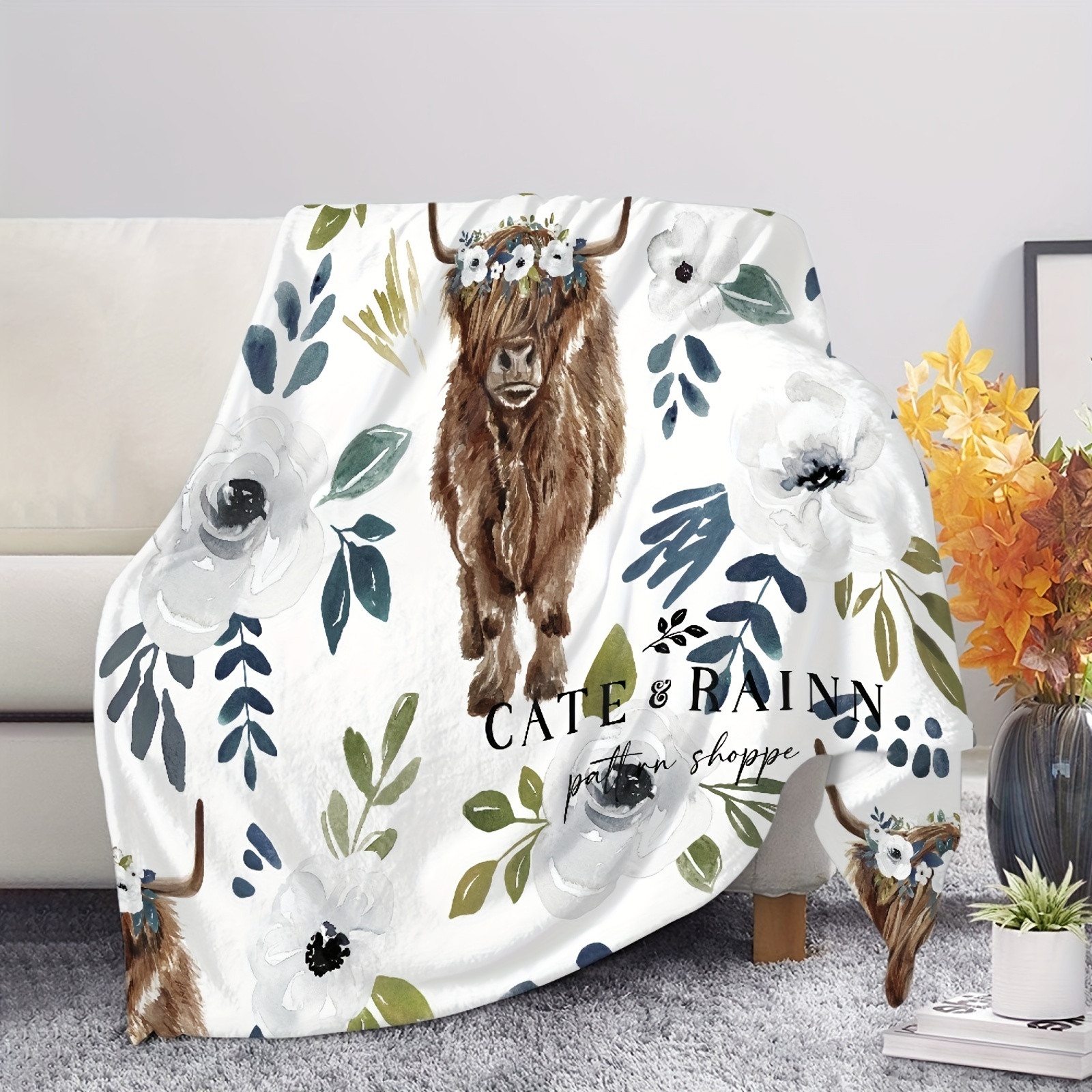 Cow Print Blanket Highland Cow Decorative Gift Cow Gift For - Temu