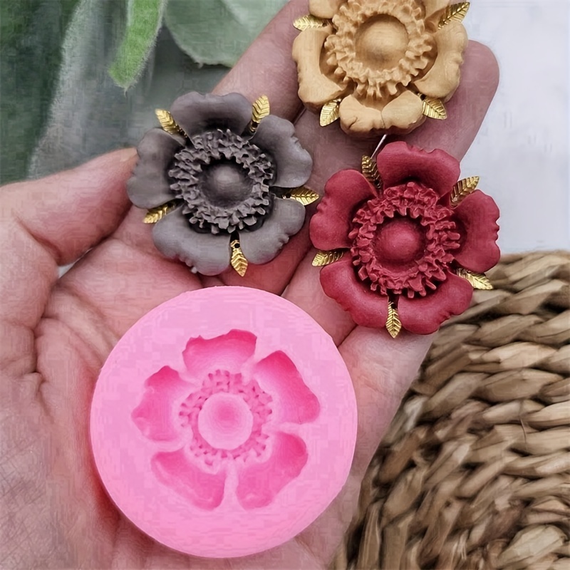 Tiny Silicone Mini Flower Mold, About 1/4 Wide Each. Clay Molds