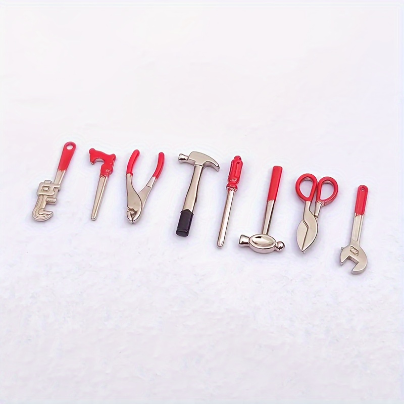 8 Pcs Mini Wooden Toolbox Metal Alloy Tool