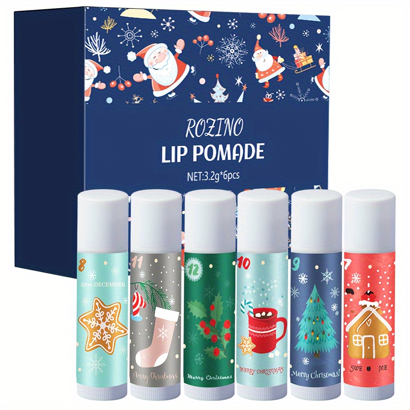 6pcs Christmas Lip Balm Gift Box, Double Hydrating Lip Moisturizer, Improve Chapped Lips, Daily Application To Make The Mouth Look Shiny, Repair Lips Look More Plump, Family Daily Necessities