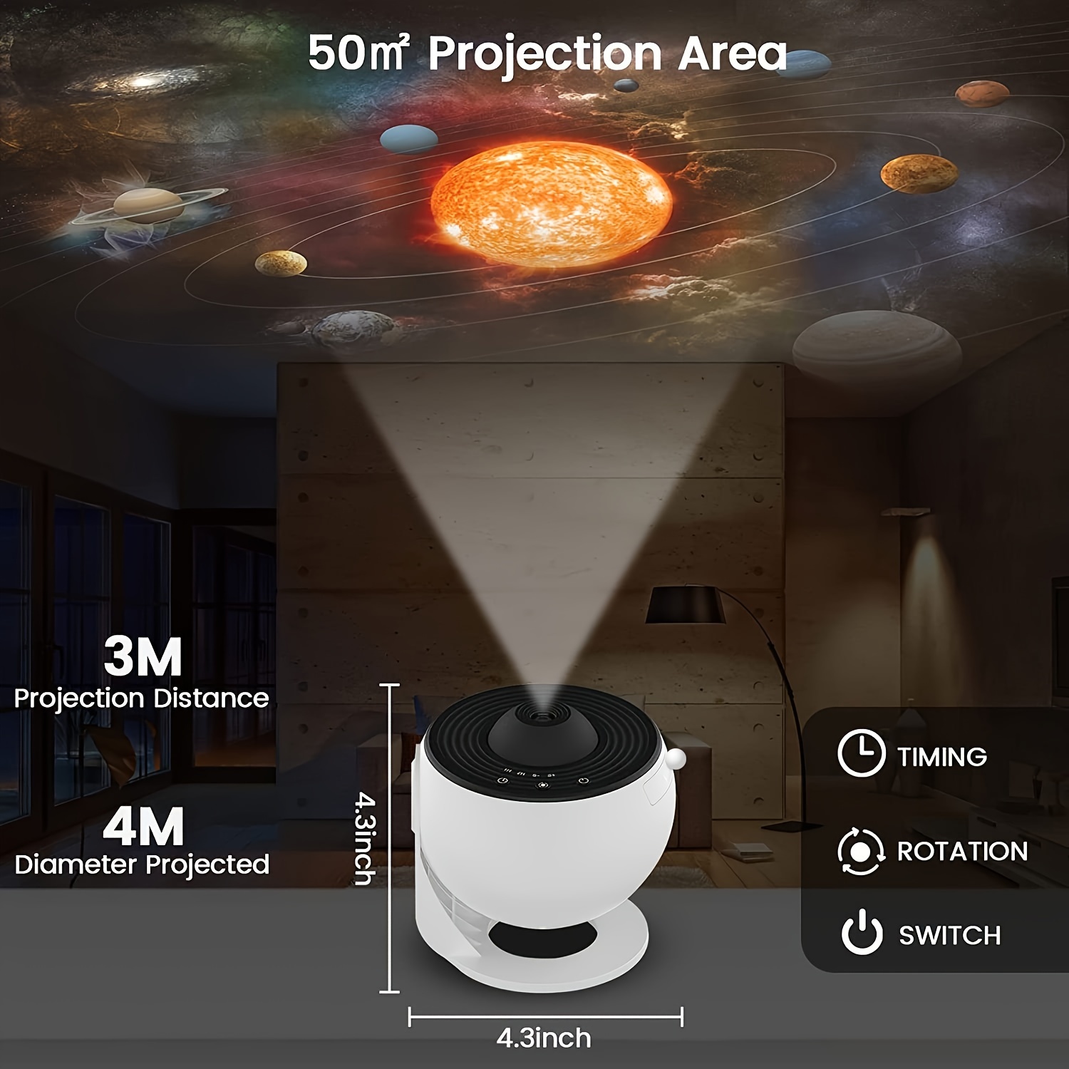 VanSmaGo Proyector 12 en 1 de planetario y estrella de galaxia para  decoración de dormitorio, lámpara giratoria de nebulosa de 360°, proyector  de luz