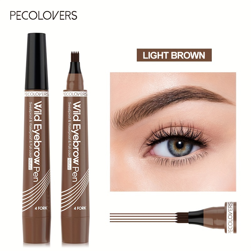 6 Colors 1pc Eyebrow Pen Waterproof 4 Fork Tip Eyebrow Pen Eyebrow Tattoo Waterproof Liquid Black Eyebrow Makeup Pencil