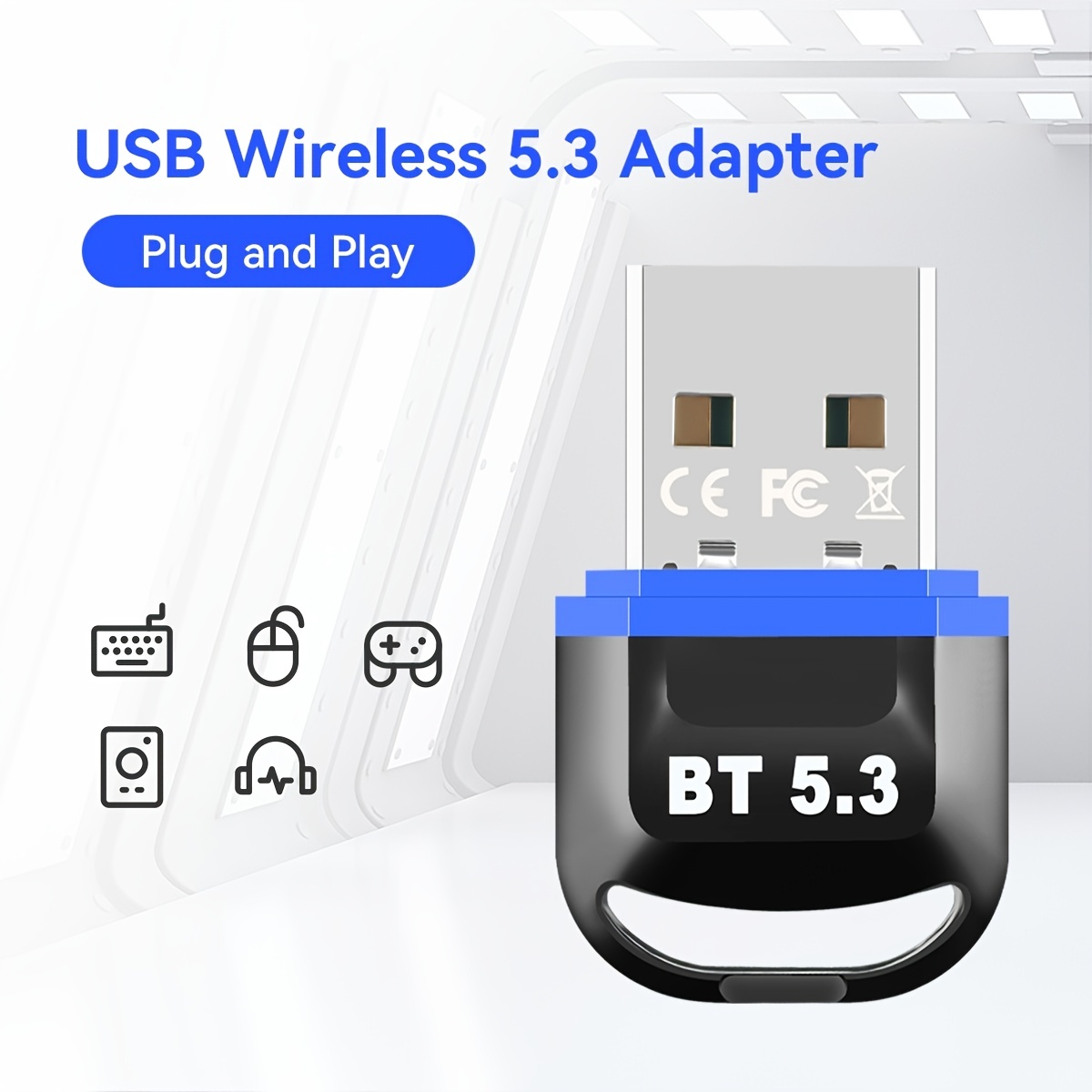 USB Bluetooth 5.3 Dongle Adapter for PC Laptop Computer Desktop