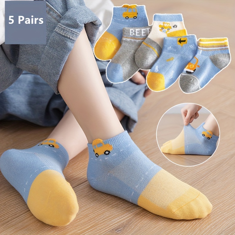 5pairs Childrens Cartoon Cute Car Pattern Fashion Socks - Temu