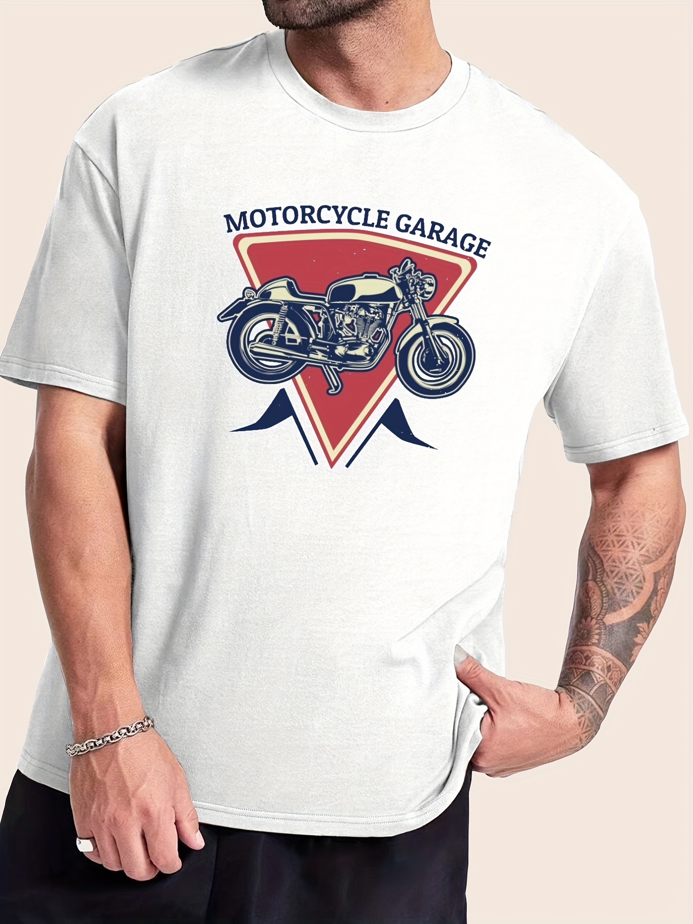 Plus Size Men's Motorcycle Garage Casual Trendy Graphic - Temu Canada