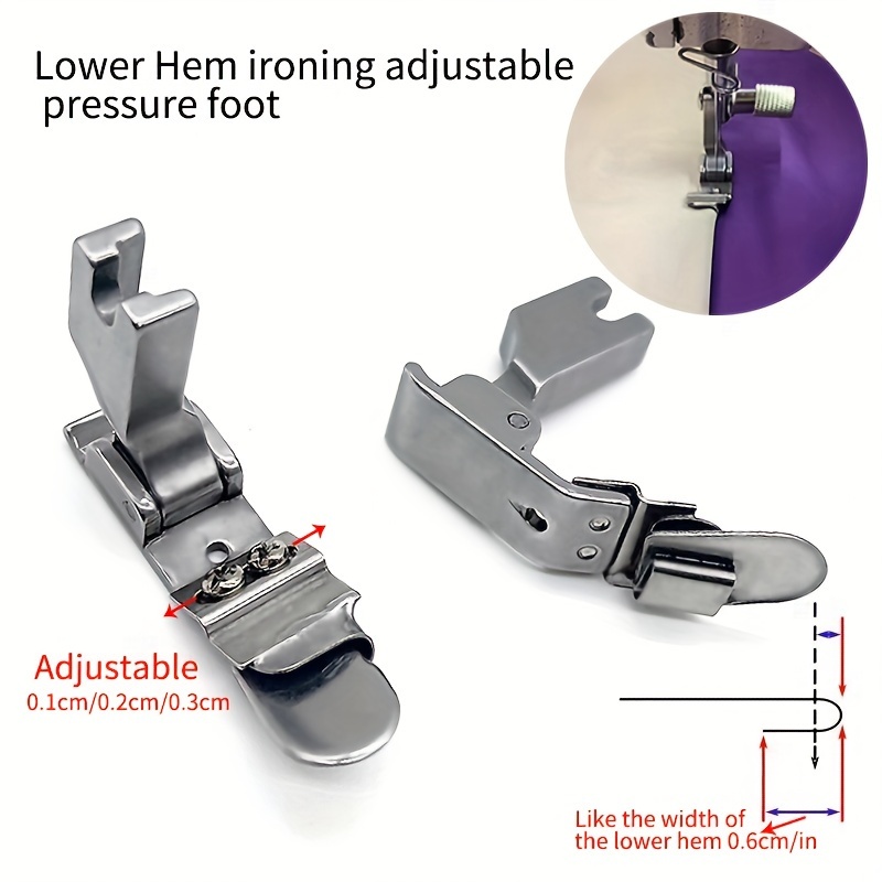 

1pc New Sewing Machine Adjustable Flat Car Free Ironing Bottom Hem Presser Foot Computer Flat Sewing Machine Install Door Cuff Zipper Single Hem Presser Foot