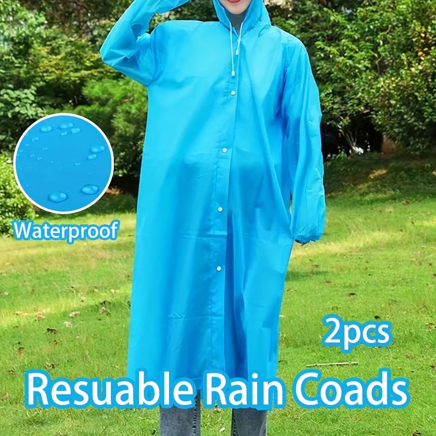 2 Impermeables Para La Lluvia Hombre Mujer Ponchos Con Capucha Azul  Impermeable