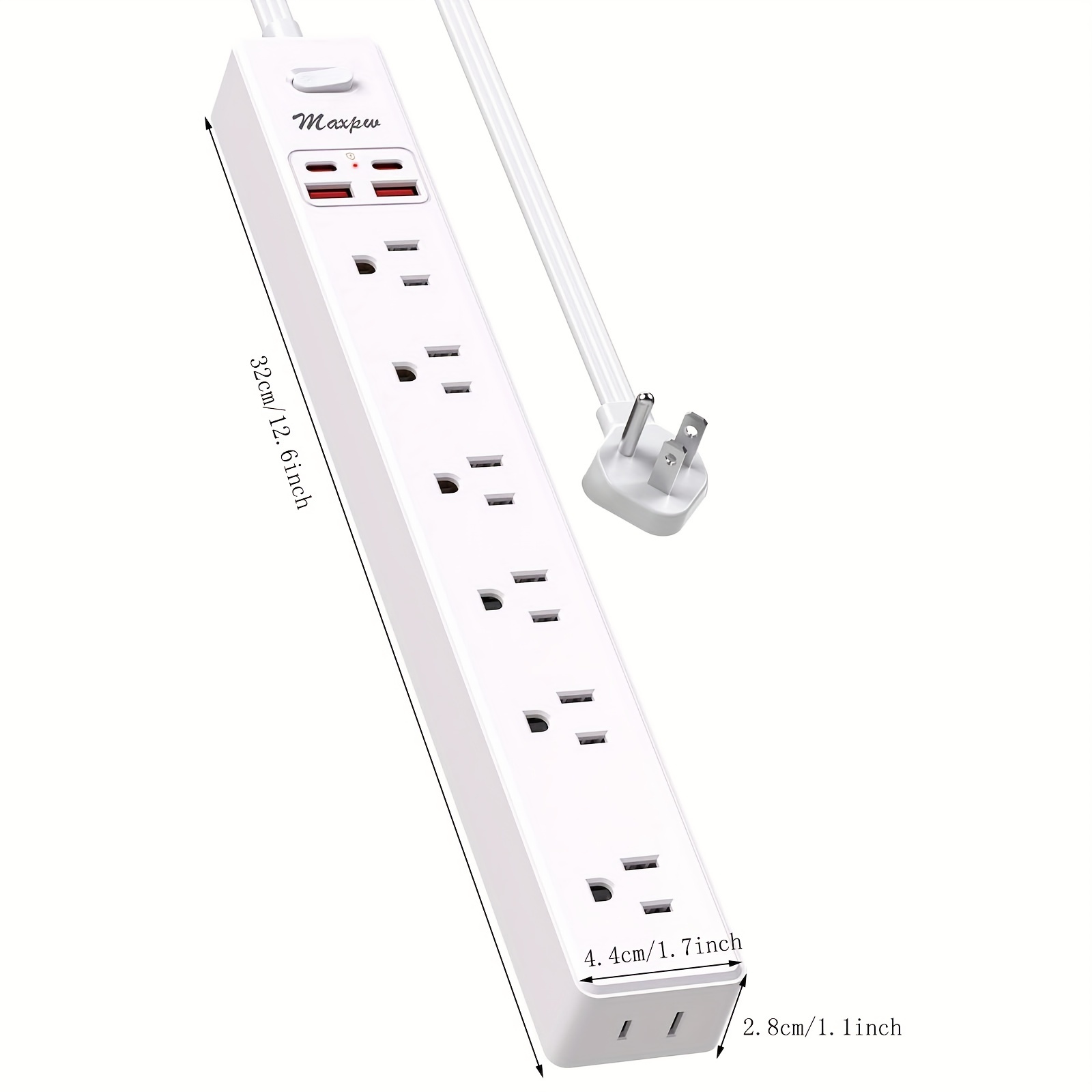 Flat Plug Power Strip, Ultra Thin Extension Cord - Addtam 12 Widely AC 3  Sides Multiple Outlets, 5Ft, 900J Surge Protector, Wall Mount, Desk  Charging