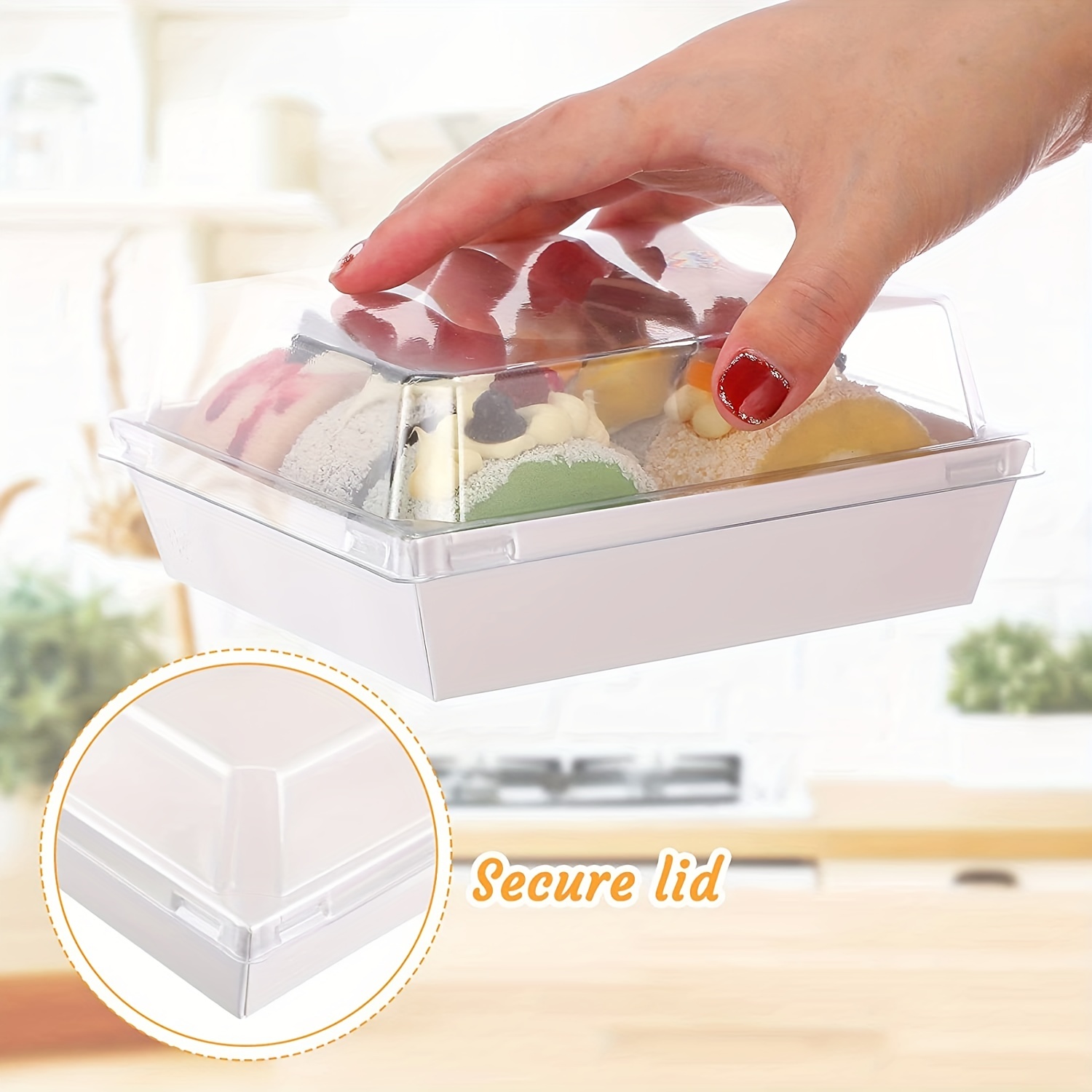 50pcs Clear Food Package Bag With Handle Disposable Transparent