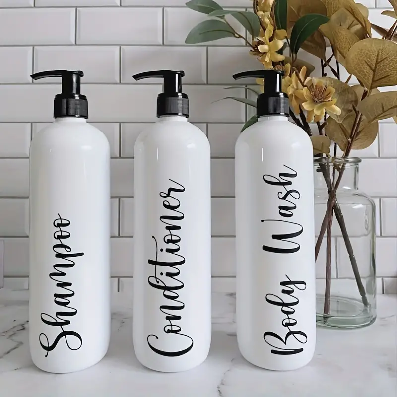3pcs Refillable Shampoo And Conditioner Pump Bottle, Bathroom Shower  Shampoo Dispenser, Empty White Plastic Shampoo Bottles