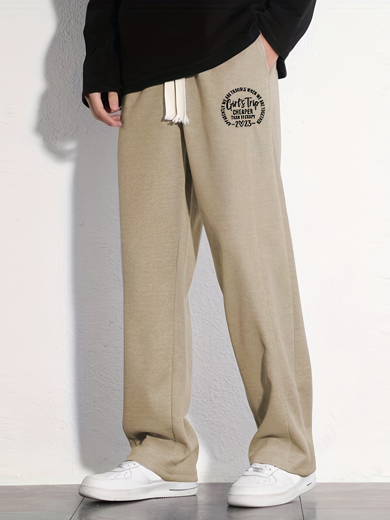 Men's Stylish Letter Print Loose Fit Drawstring Pants