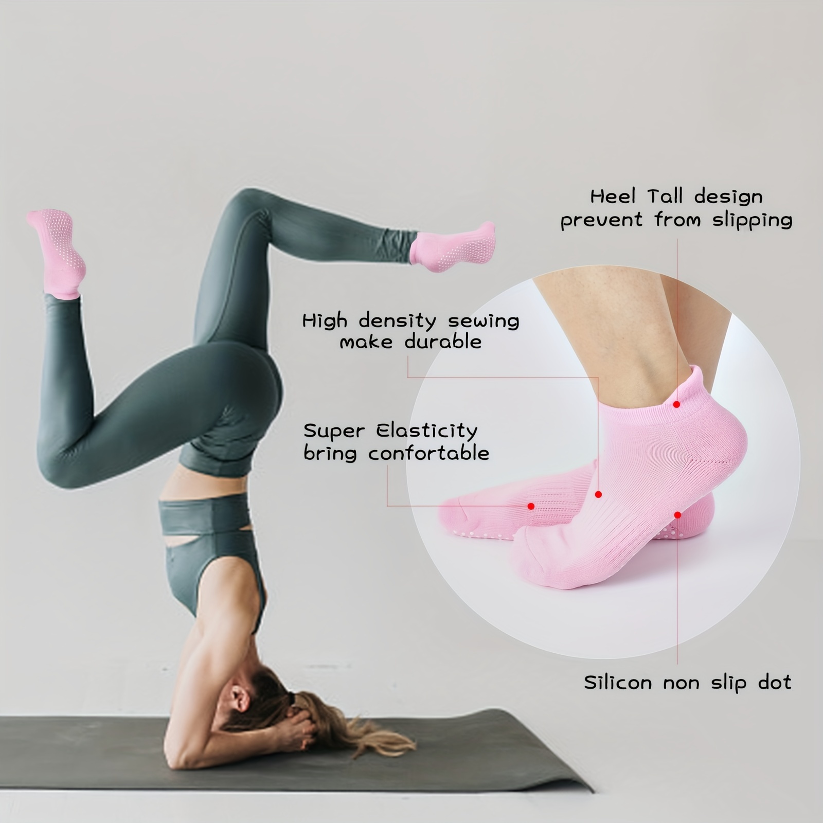 Yoga Socks with Grips for Women, Non Slip Grip Socks for Yoga, Pilates,  Barre, Dance,Dark gray 