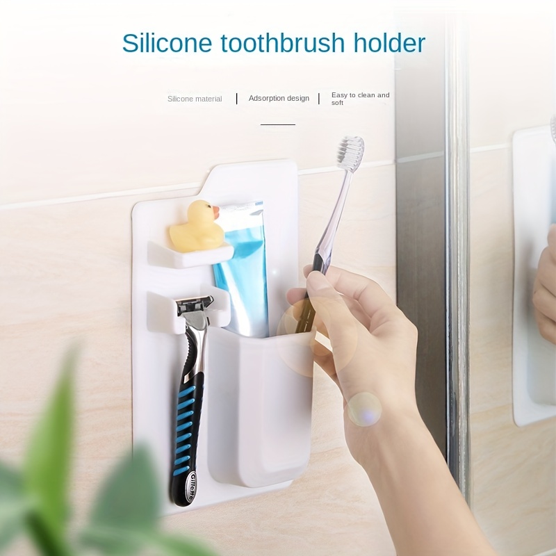 Soporte para cepillos de dientes de montaje en pared con tapa organizador  de almacenamiento de cepillos de dientes autoadhesivo para ducha colgador –  Yaxa Store