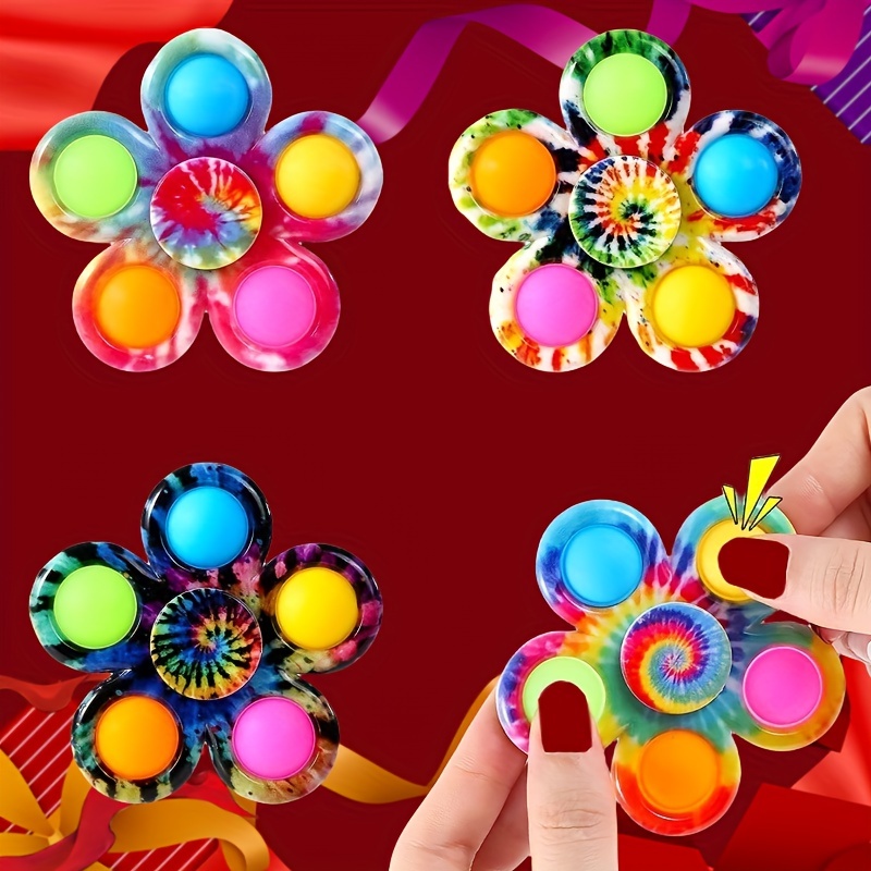 New Glowing Fidget Spinner Toys Tie-Dye Push Pop Bubble Spin Party