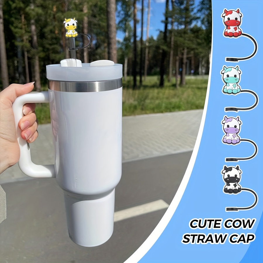 4PCS Straw Cover for Stanley Cup Cow Straw Tip Covers Cap Reusable Silicone  Straw Plugs Dust-Proof Drinking Straw Lids Tips