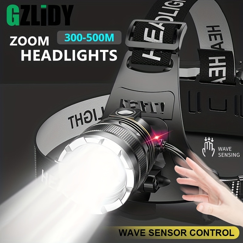 Linterna frontal LED recargable, linterna de cabeza con sensor de  movimiento súper brillante, paquete de 2 lámparas manos libres con luz  blanca y
