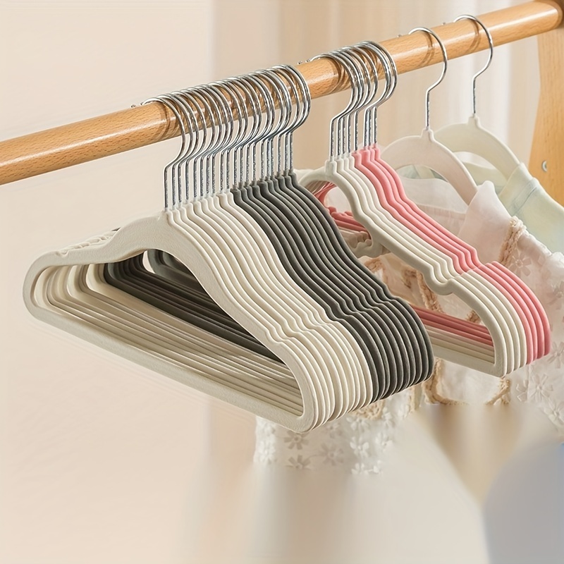 Kids Velvet Touch Clothes Hangers - Plastic Flocking Hangers With Hanging  Notches - Temu
