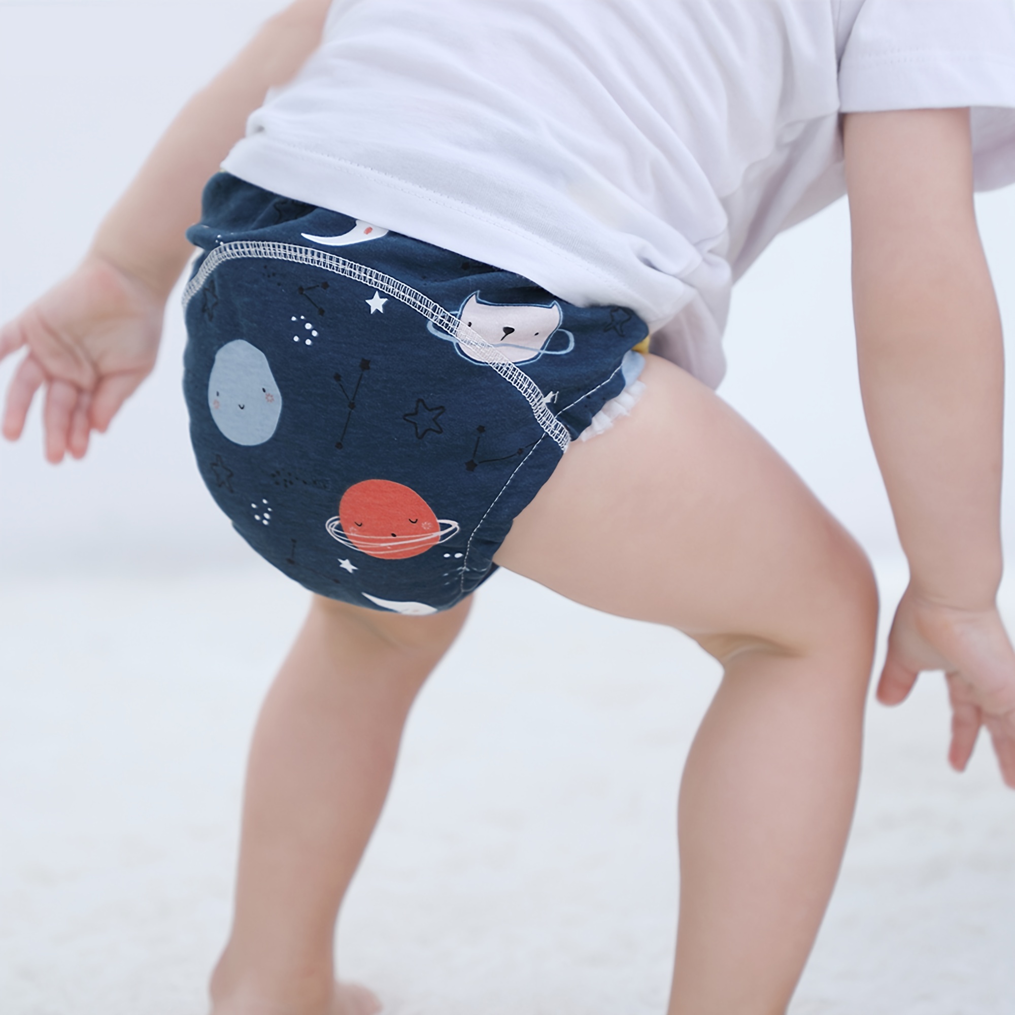 2pcs Reusable Knitted Cotton Tpu Waterproof Training Pants Baby Shorts  Plain Color Washable Underwear Cloth Diaper 6 Layer Breathable Cotton Gauze  Cloth Diaper Potty Training Pants - Baby & Maternity - Temu